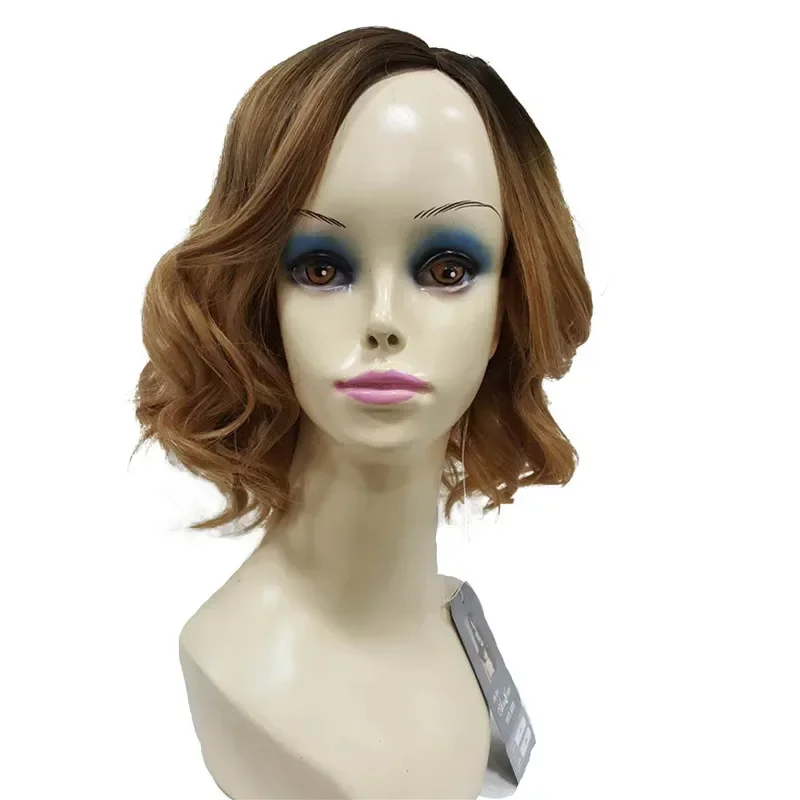 StrongBeauty Women's Wig Medium Wavy Angled Bob Hairstyles Hair Synthetic Full Wigs