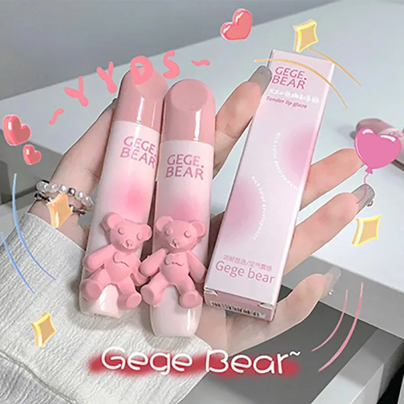 6 Color Girl\'s Velvet Matte Lipstick Blush Waterproof Long Lasting Cute Bear Lipgloss Non-Stick Cup Makeup Lip Tint Mud Cosmetic