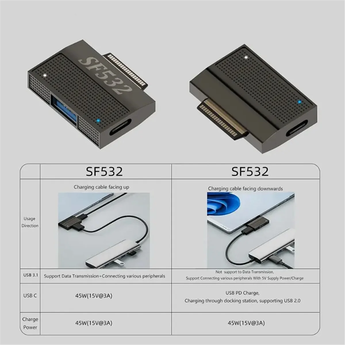 Suitable for Microsoft Laptop Charging Adapter Surface Pro9/8/7/6 40PIN to Expand the Magnetic Port with Data Function-B