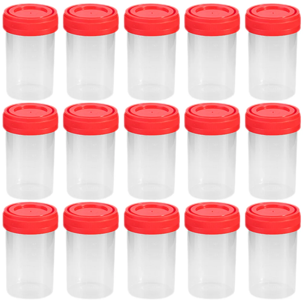 15 Pcs Sampling Cup Urine Pee with Lid Collection Cups Sample Containers Lids The Screw Milliliter Measurement Plastic