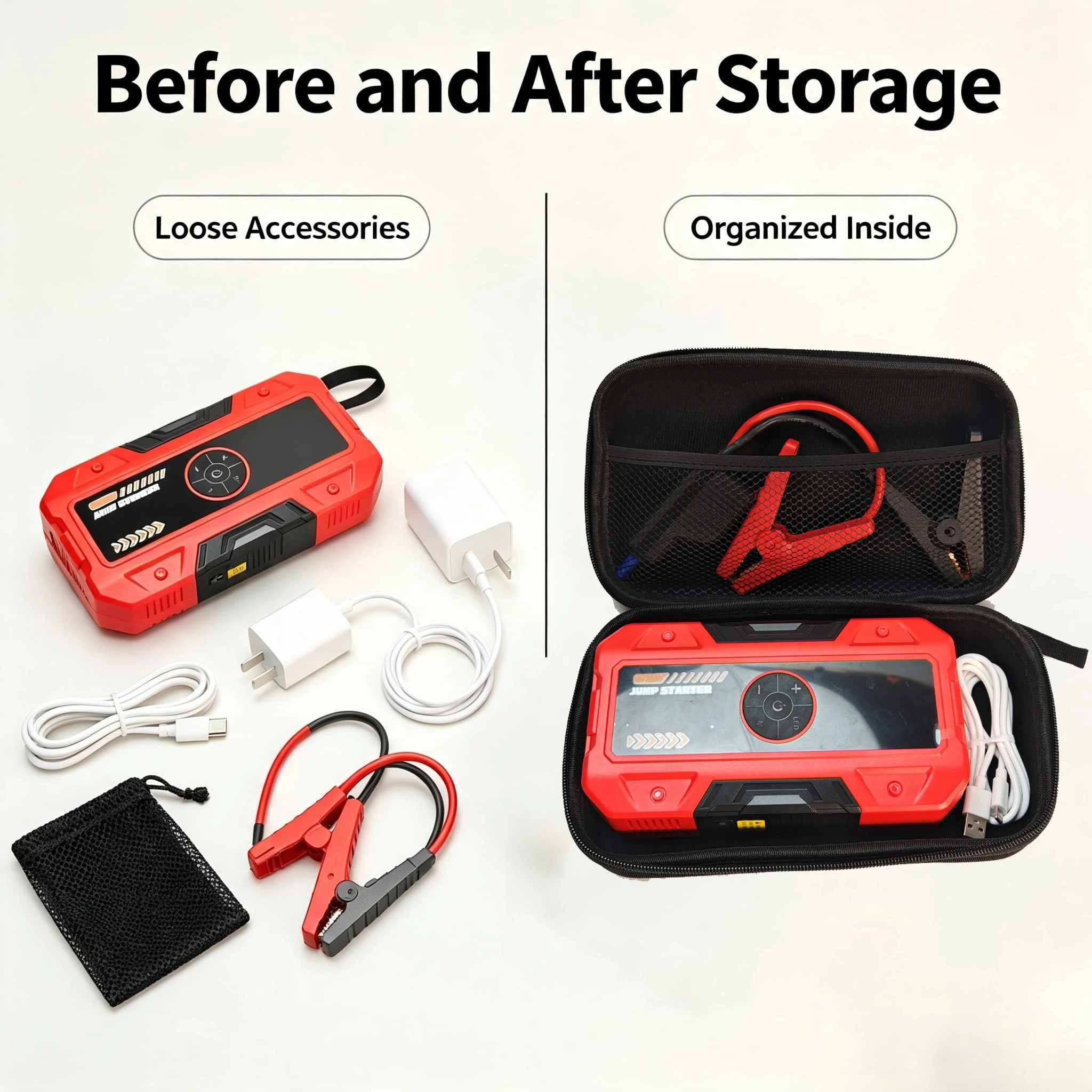 EVA Hard Shell Storage Bag Only, Portable Car Jump Starter Protective Case, Travel Trunk Organizer for Car Battery Starter