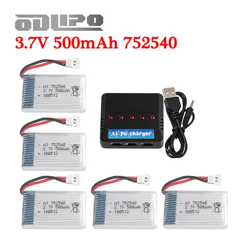 H31 Battery 3.7V 500mAh 752540 Lipo Battery And Charger For H107 H31 KY101 E33C E33 RC Drone Helicopter Spare Parts 3.7V Battery