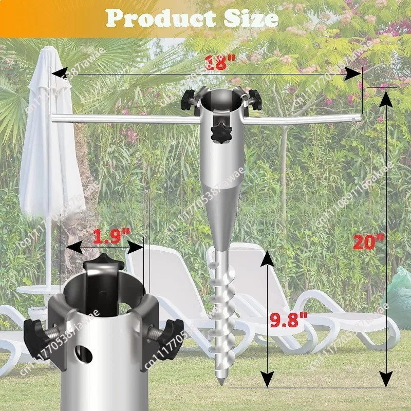 Outdoor beach umbrella fixed ground bracket, outdoor umbrella anchor heavy metal sand anchor, iron ground nail