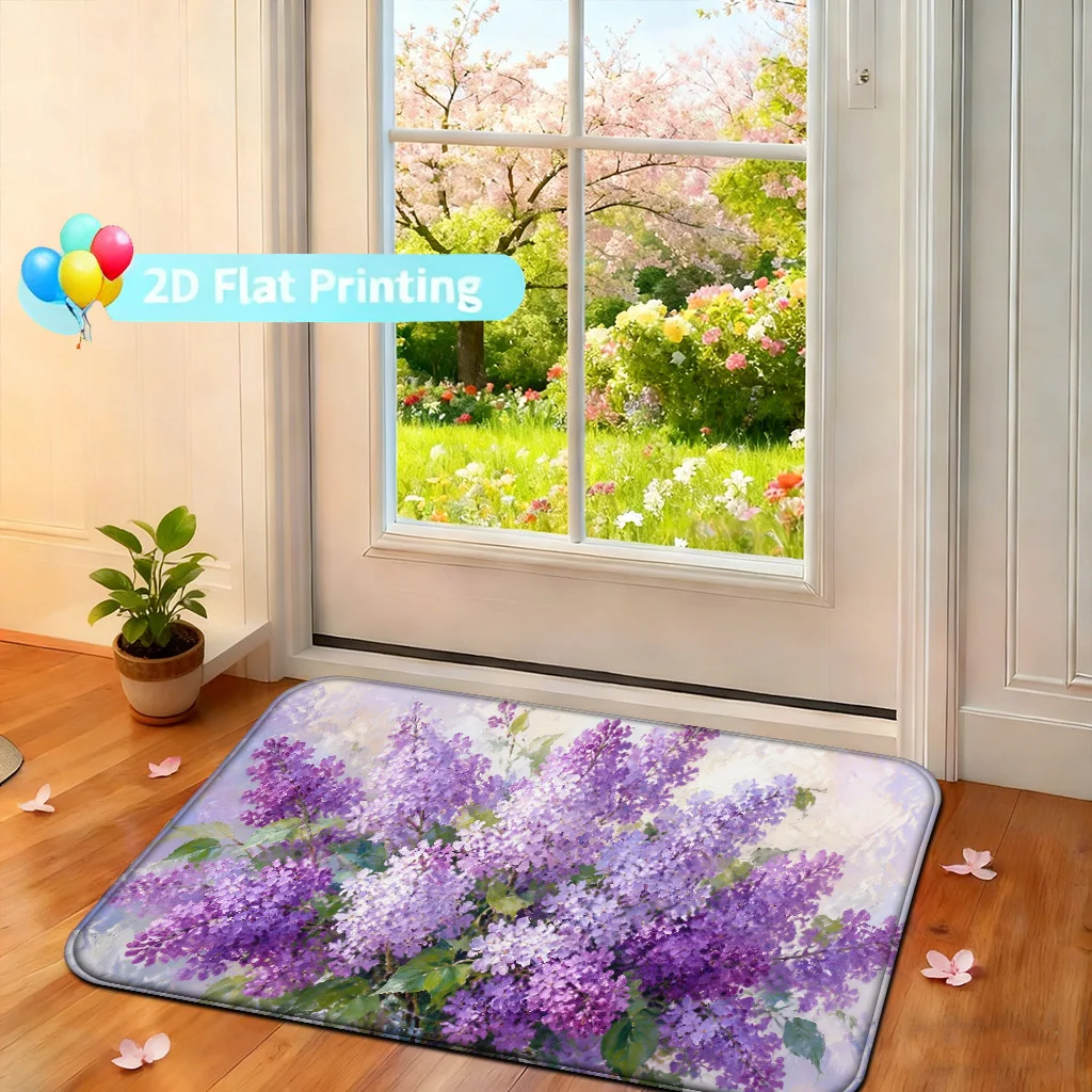 Elegant Wisteria Floral Doormat Polyester Entryway Mat for Home Decor Living Room Porch Rug Indoor Outdoor Accent Mat Gift