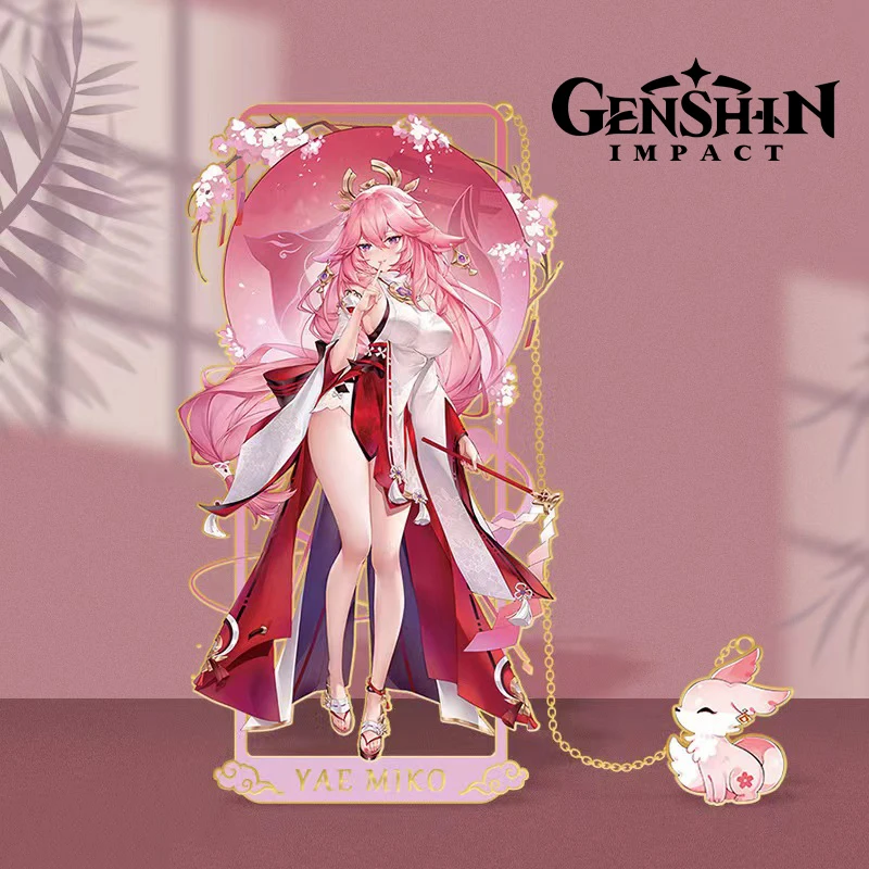 9cm X 5cm Genshin Impact Metal Bookmark Yae Miko Luxury Kawaii Girls Stationery Hollow Out Anime Premium Gifts Pendant for Kids