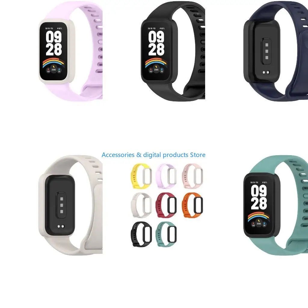 77JD Silicone Wristband Fashionable Watch Bracelet for Band 9 Active/Band 3
