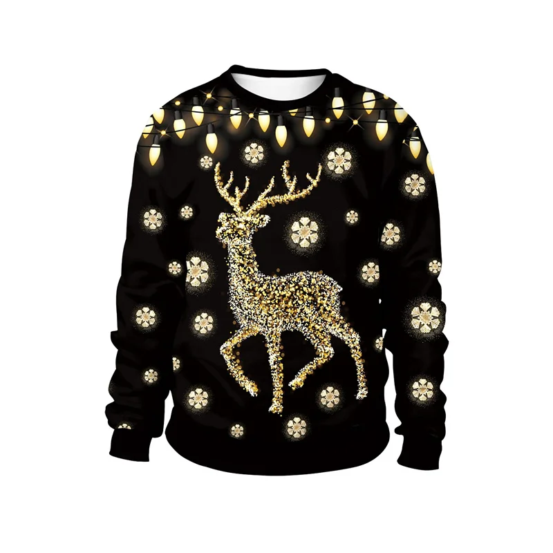 ثلاثية الأبعاد مطبوعة شجرة عيد الميلاد القط بلوزات للرجال سانتا كلوز نمط طويلة الأكمام عادية فضفاض للجنسين البلوز س الرقبة هوديس