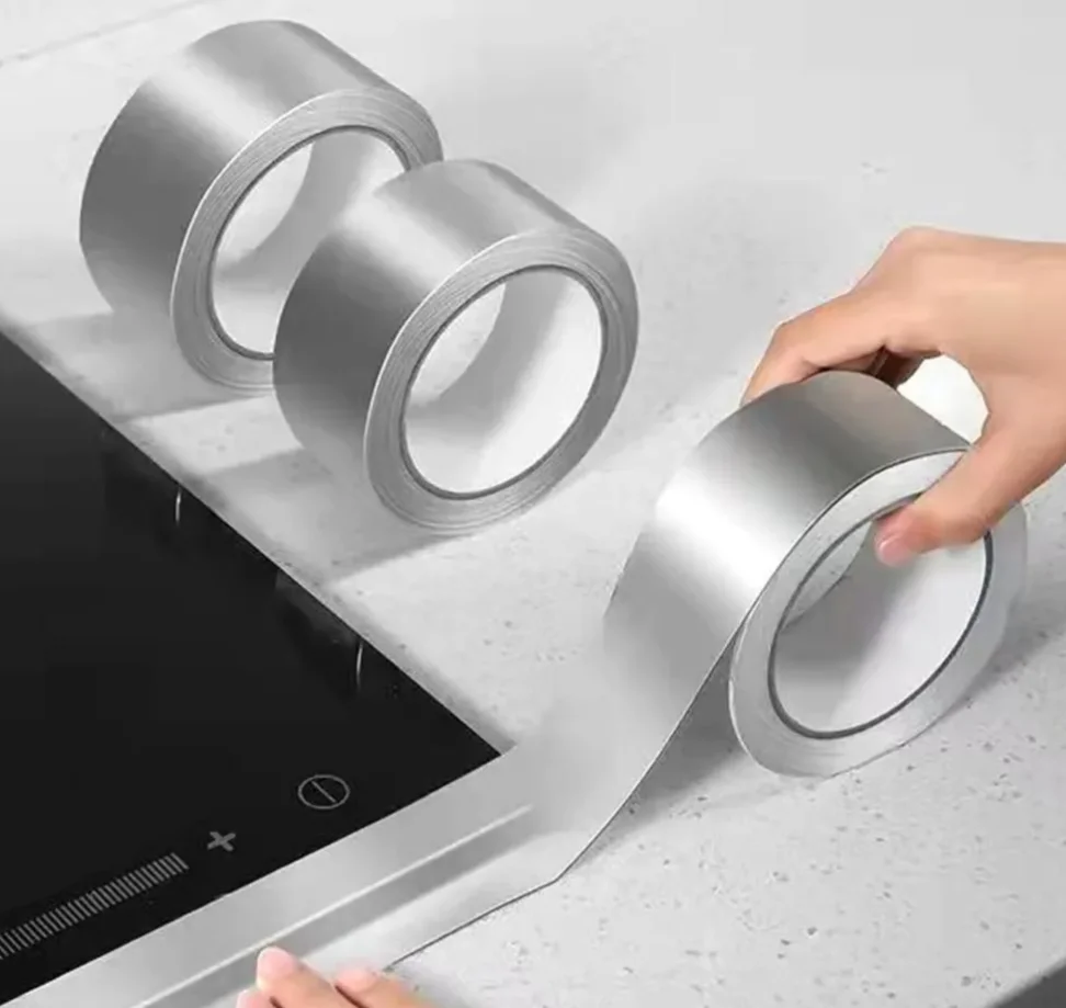 3CM/5CM High Temp Aluminum Foil Tape, Self-Adhesive Oil-Proof Sticker for Kitchen Stove, Waterproof, Moisture & Mildew Resistant