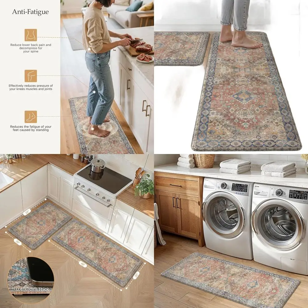 

Non-Slip Washable Kitchen Mats, Waterproof Anti-Fatigue Rugs, 20x32 and 20x48, Comfortable for Sink, Office, Laundry, Home