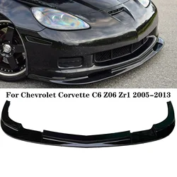 Front Bumper Lip For Chevrolet Corvette C6 Z06 Zr1 2005-2013 Cars Accessories WideBody Version Splitter Spoiler Glossy Black