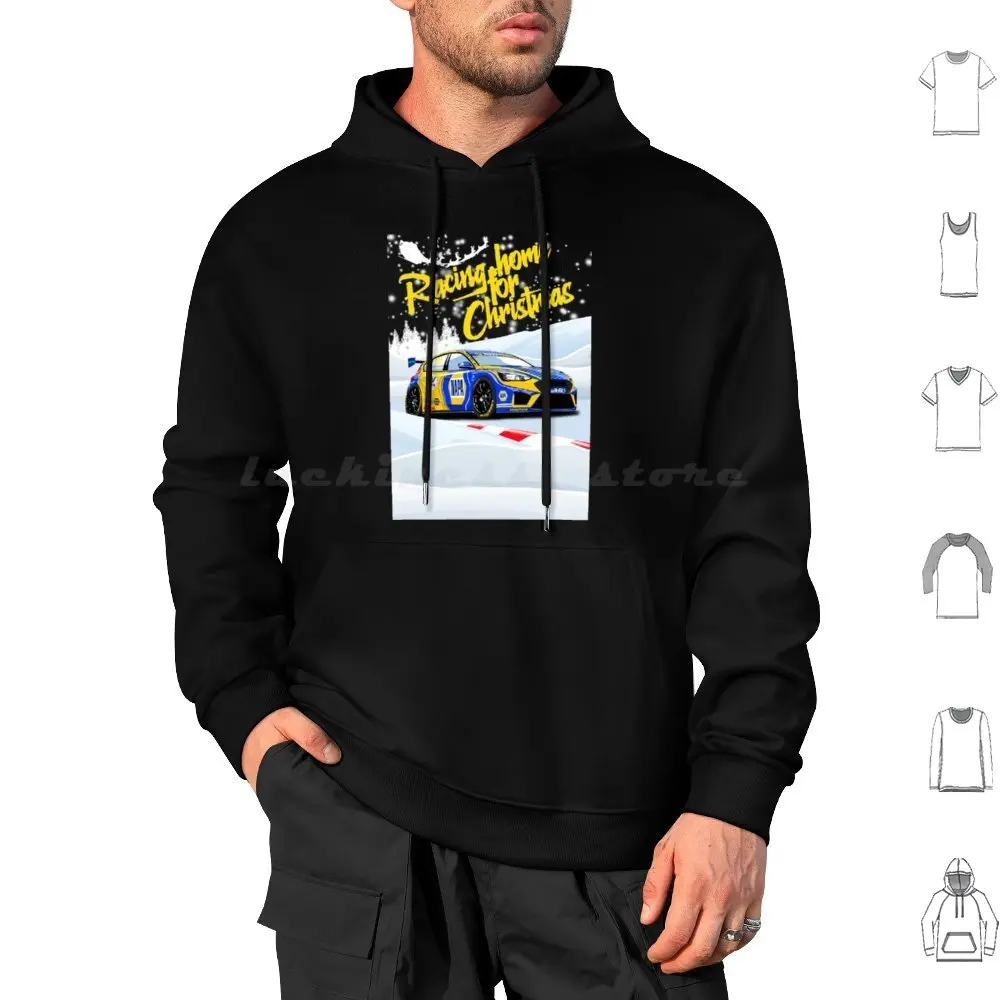 سباق المنزل لعيد الميلاد (ساتون ) هوديي قطن طويل الأكمام عيد الميلاد القيادة سنو سانتا الرنة سباق المنزل Btcc