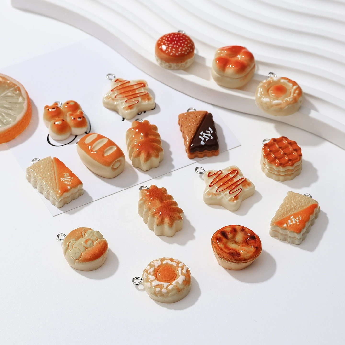 5Pcs Resin Bread Charms Mini Simulation Food Pendants DIY Jewelry Accessories For Earrings Bracelet Making
