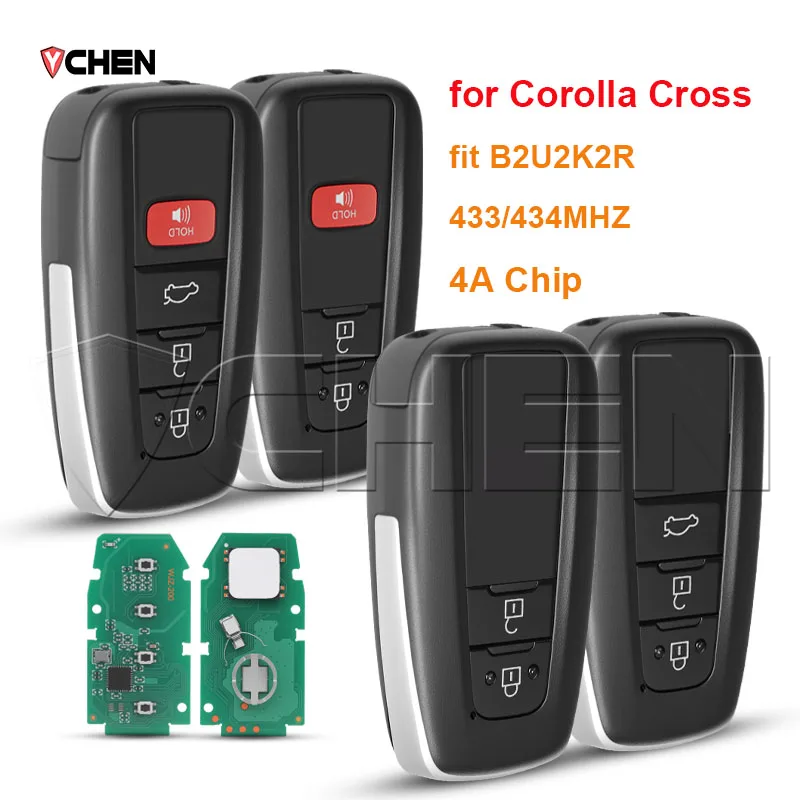 

Дистанционный ключ 433/434 МГц 4A чип для Toyota Corolla Cross 2019 2020 2021 2022 умный бесконтактный брелок 8990H-02050 B2U2K2R 2/3/4 BTN