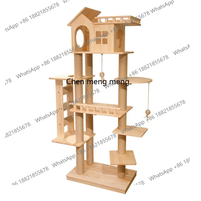 

Solid wood terrace cat villa climbing frame luxury winter cat tree toy large