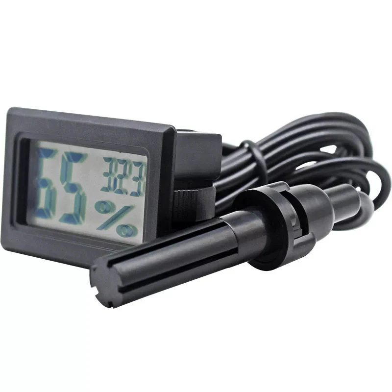 

Electronic Digital Display Temperature and Humidity Meter with Probe Embedded Refrigerator Fish Tank Pet Monitoring Sensor