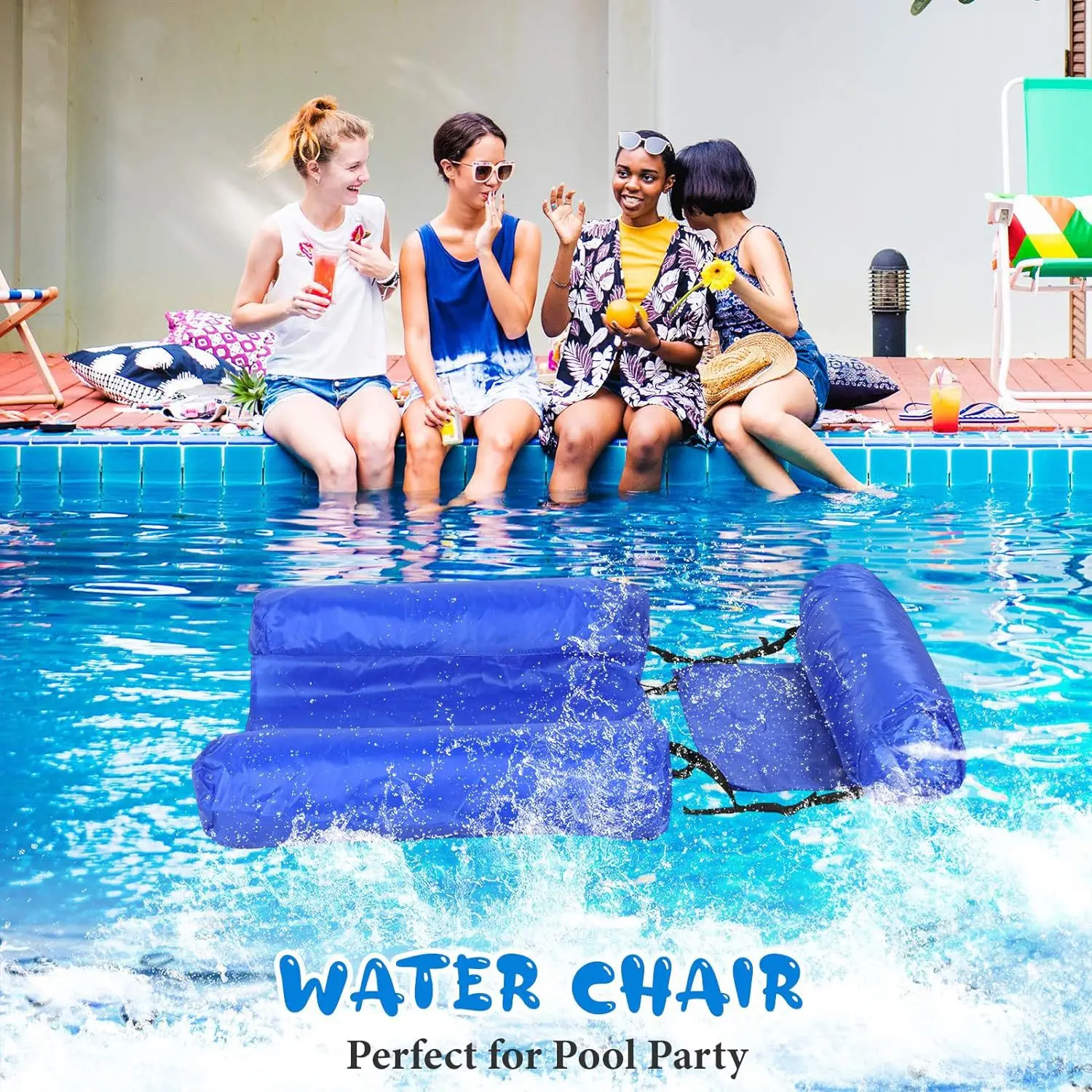 

1pc Adult Three-Tube Inflatable Pool Float Lounge Chair Durable PVC Easy Storage Outdoor Lounger for Floaters Summer Swimming