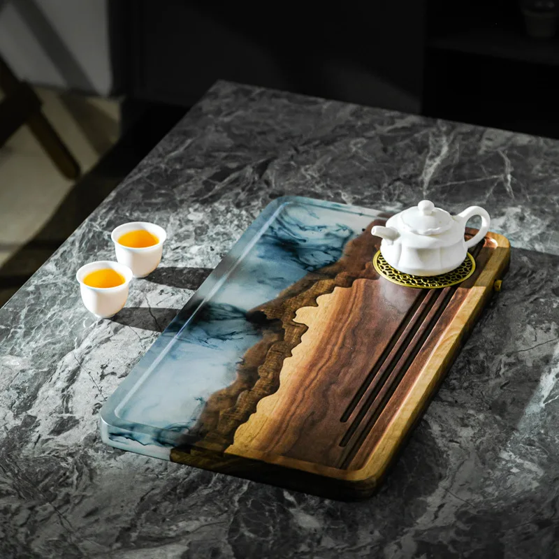 Compact Drainage Tea Tray Kung Fu Tea Table Office Brewing Accessory