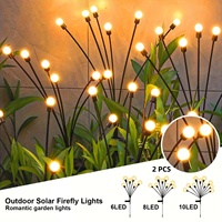 2PC 6/8/10 LEDS Solar Firefly Garden Lights - LED Wind-Driven Ground Plug Lamp for Lawn Decoration and Festivals