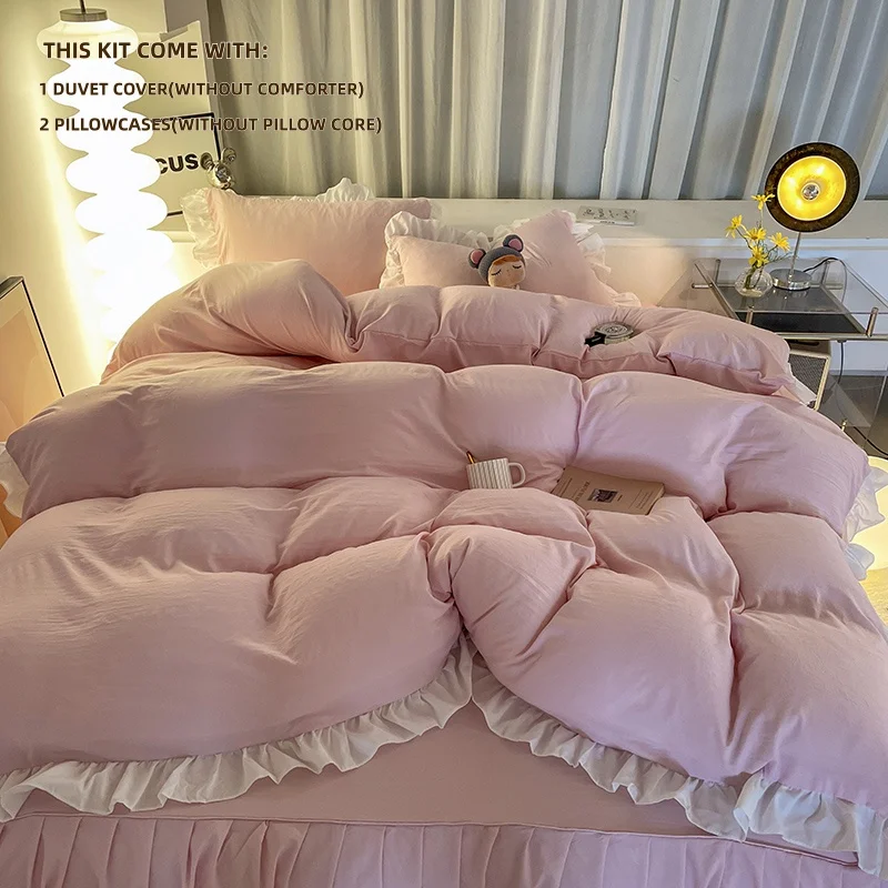 3 Piece Pink duvet cover Set ， comfortable Bedding Set Bedspread for All Season