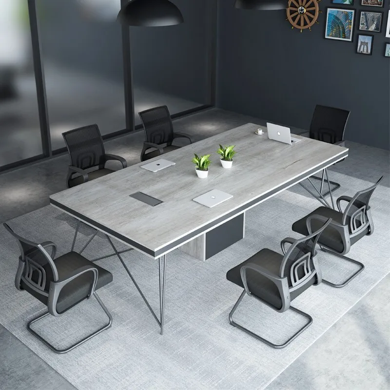 

Conference table Long Small reception 6-8 people Simple modern thickened conference and chair combination