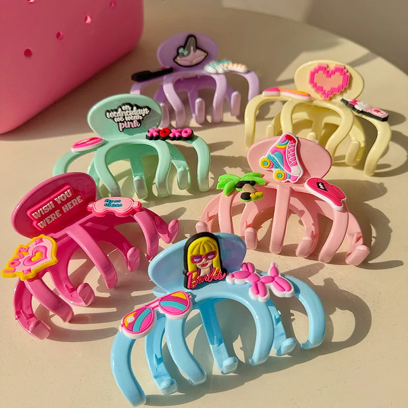 Barbie Hair Clip Animation Peripheral Cute Cartoon Colorful Hair Accessories Japanese Kawaii Sweet Girl Heart Headband Hair Clip