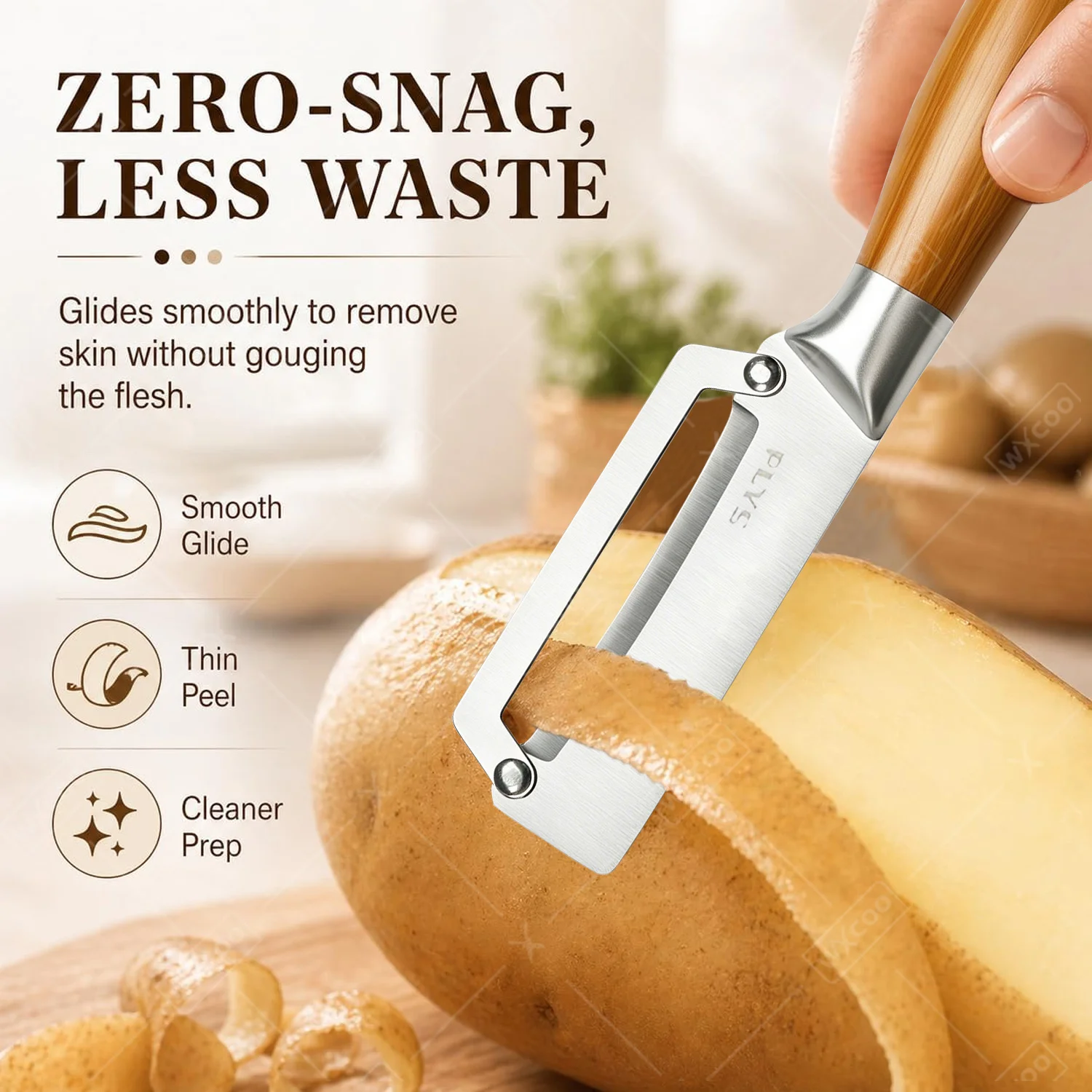 WXCOO Kitchen Peeler Multi-Function Stainless Steel 2-in-1 Fruit Paring Knife Vegetable Peeler Potato Peeler Cooking Tools