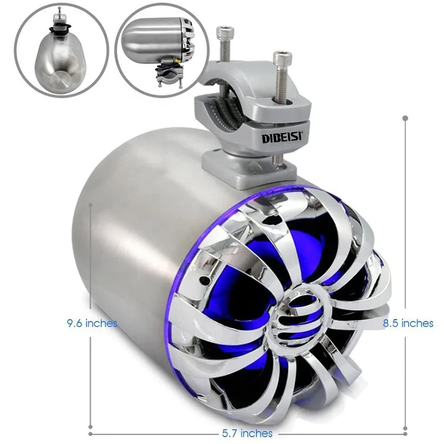 DIBEISI -Marine Speakers Waterproof Wakeboard Tower and Audio Stereo Sound System with Built InBT- LED  DBS5081S