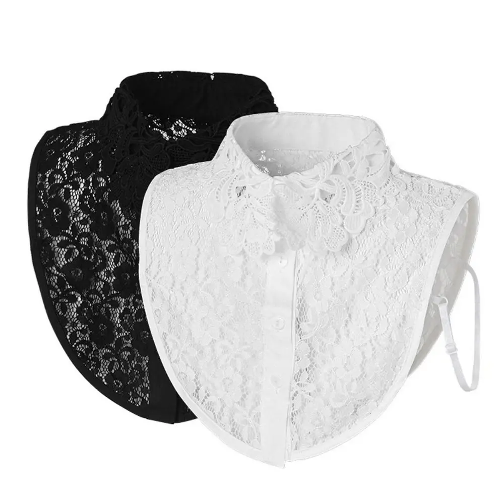 

Новая мода съемный искусственный воротник белый черный кружевной накладной воротник регулируемый лацкан половина рубашки для женщин и девочек
