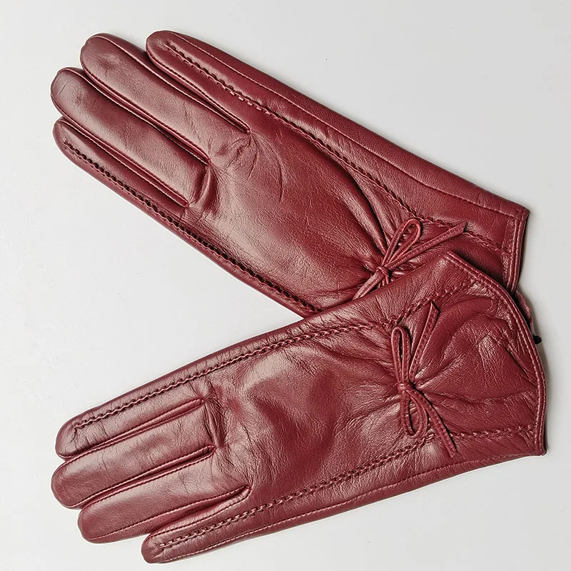 

Женские перчатки из натуральной козьей кожи, толстые теплые перчатки из натуральной кожи для вождения, с сенсорным экраном, прямые стильные перчатки для езды на мотоцикле