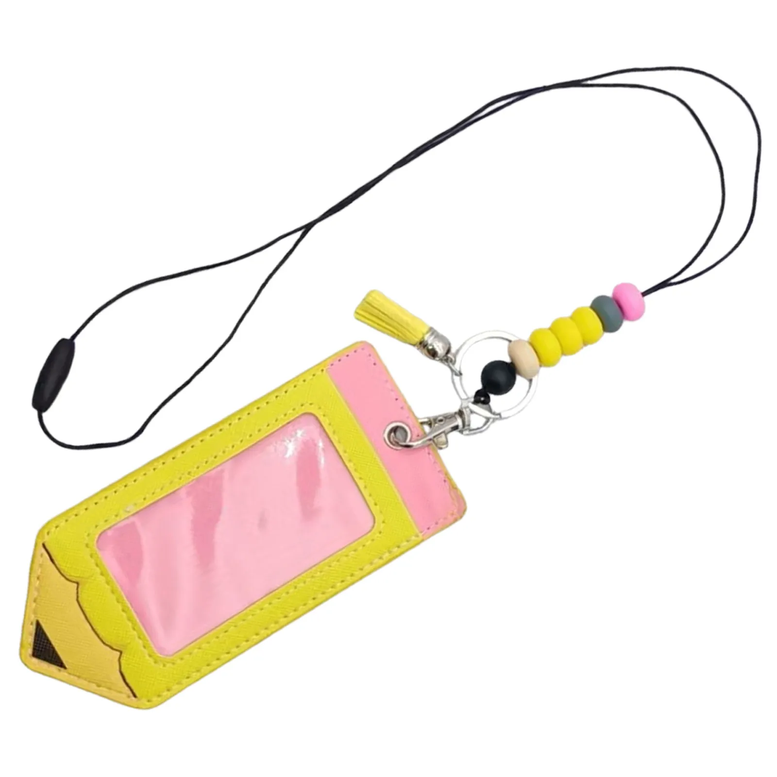 ID Card Holder Art Teacher Lanyard Badge Cute Beaded with Rubber Beads Breakaway