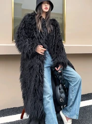 Winter Women Fur Trim Top Super Long Coat Female Faux Fox Furry Luxury Vintage Fur Jacket Teddy Lady Warm Thick Shaggy Outerwear