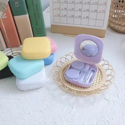 Cute Mini Colored Contact Lens Case Kit with Mirror Portable Travel Box Container