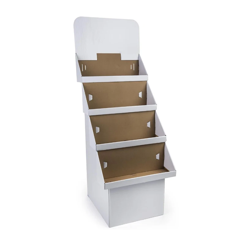 Foldable Shelves Cardboard Magazine Display Custom logo 4 Layers Trade Show Stand