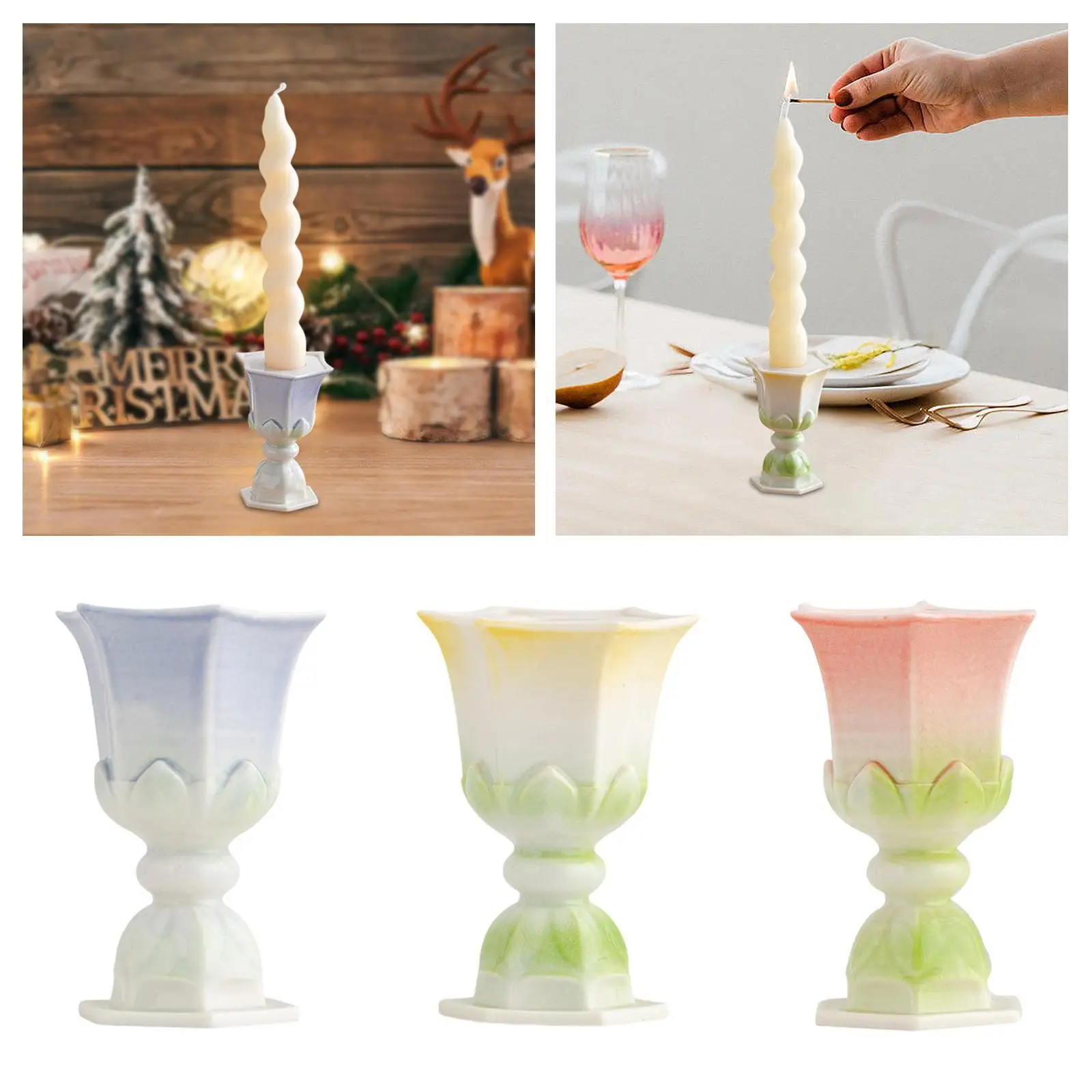 Candlestick Modern Lotus Candle Holder for Thanksgiving Dining Room Decor