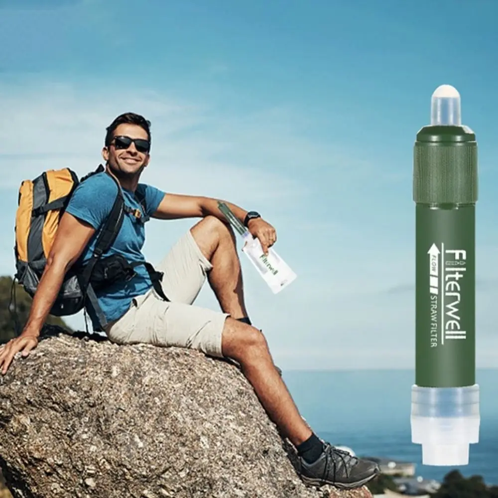 

1 Set Mini Purification Water Filter TUP Direct Drinking Drinking Water Filtering Carbon Fiber Portable Filter Straw Set Camping