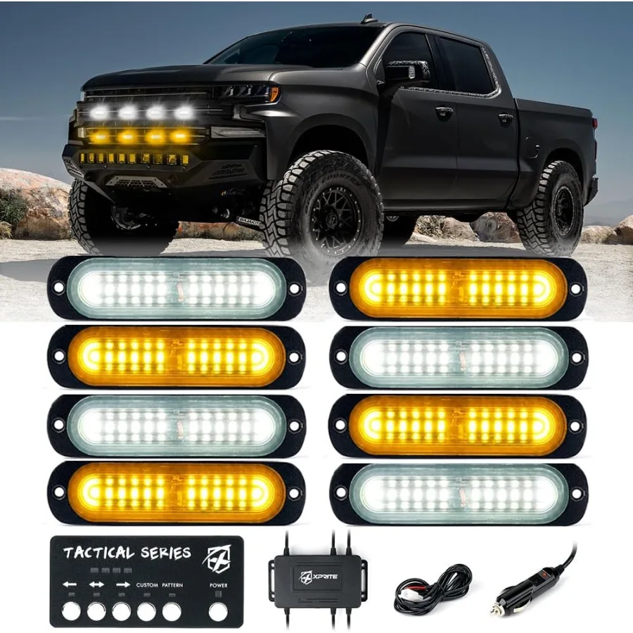 

Янтарно-белый светодиодный комплект стробоскопов для поверхностного монтажа для грузовых автомобилей, квадроциклов, автофургонов, фургонов, 8 шт., боковой габаритный фонарь, мигающий аварийный W