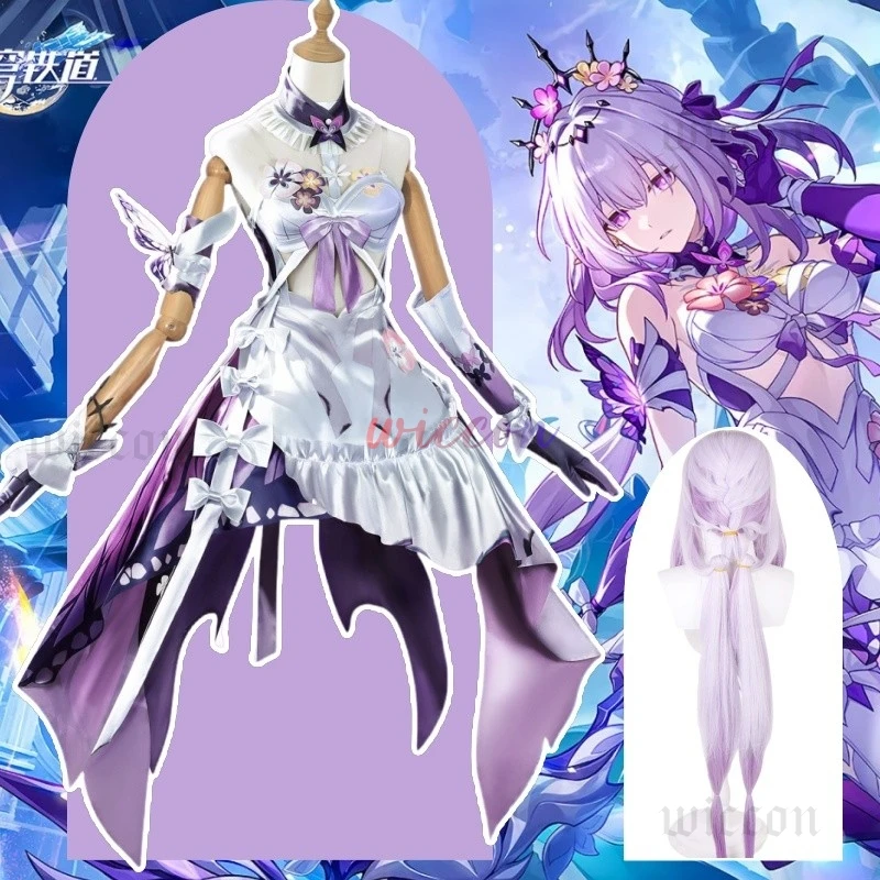 Новая игра Honkai Star Rail Castorice Косплей Костюм Хэллоуин Рождество Ролевая игра Вечеринка Комикс Castorice Лолита Платье Парик Обувь
