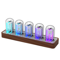 LED Digital Clocks Nixie Alarm Clock RGB Glow Tube Clock Walnut Wood Night Light Digital Alarm Atomosphere Lamp Clock Timer Gift