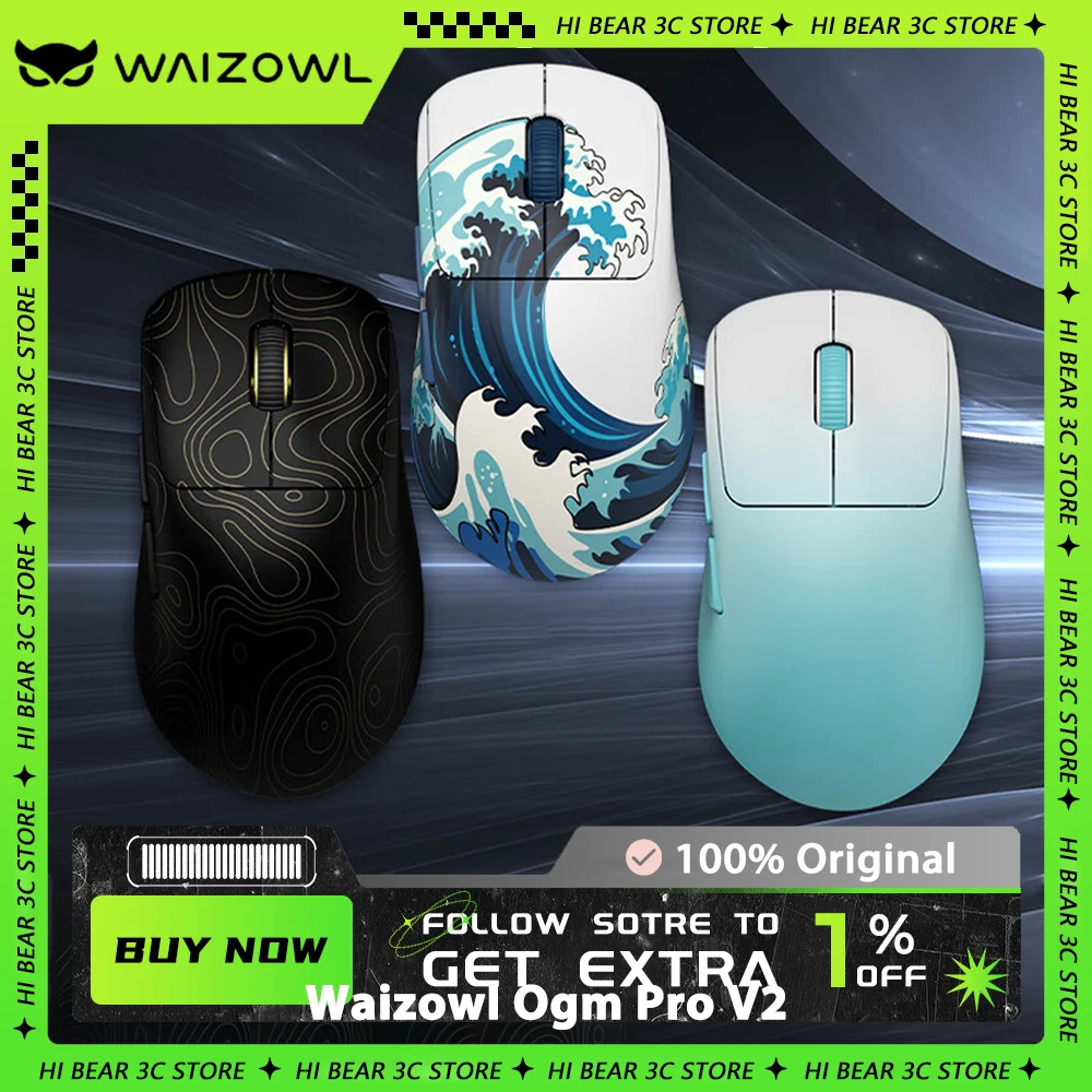 ماوس ألعاب لاسلكي Wizowl-Ogm Pro V2 ، خفيف الوزن ، مخصص ، معدل الاقتراع 3 أوضاع ، 8K ، Paw3950 ، إكسسوارات هدايا