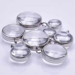 10Pcs/Lot 17mm/22mm/27mm/30mm Diy Stainless Steel Round Double Curved Glass Memory Picture Floating Locket Pendant Jewelry Bulk