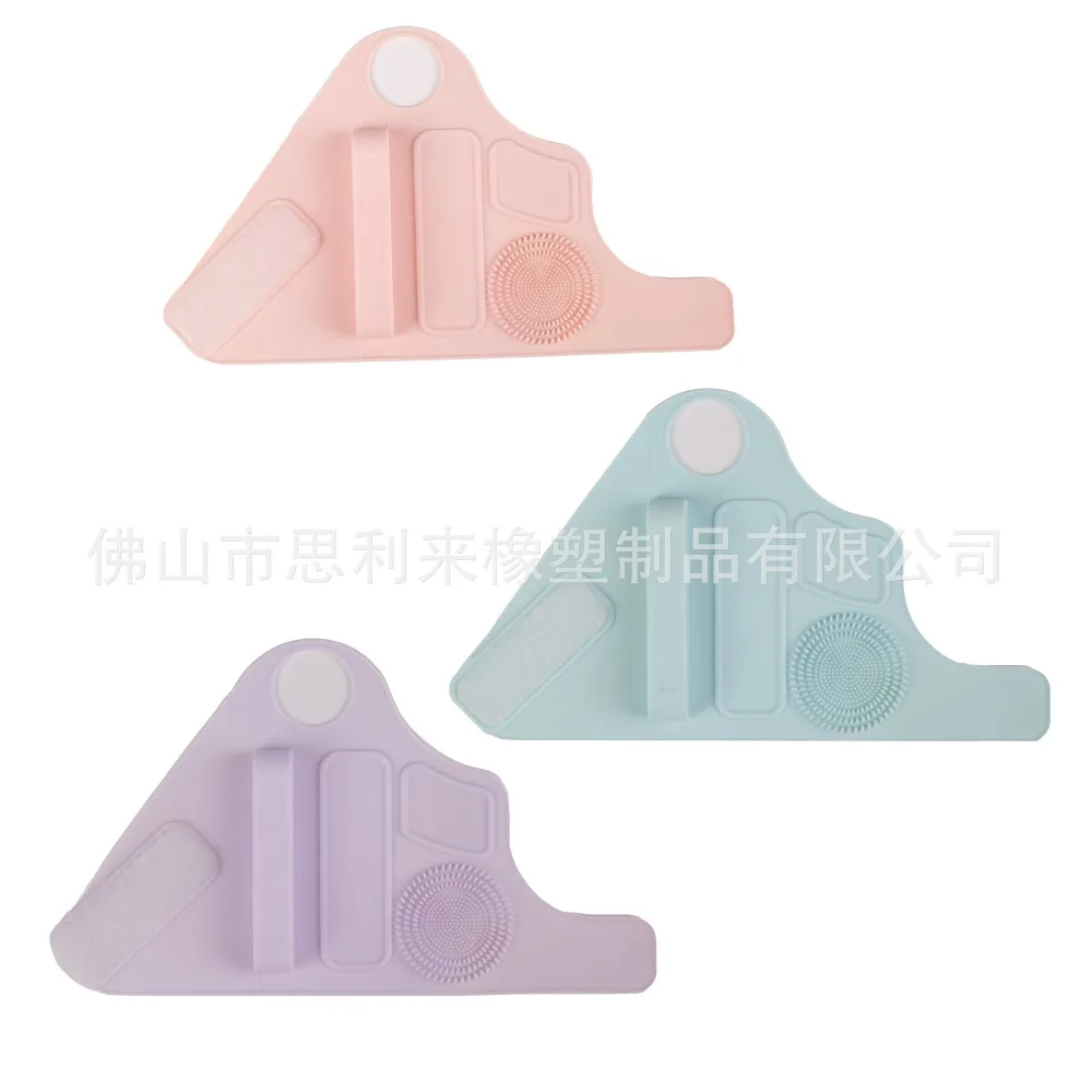 حصيرة مكياج مع صينية خلط وحامل فرشاة وفرشاة تنظيف ومنظم مستحضرات التجميل من السيليكون مع إصبع يمكن ارتداؤه #5