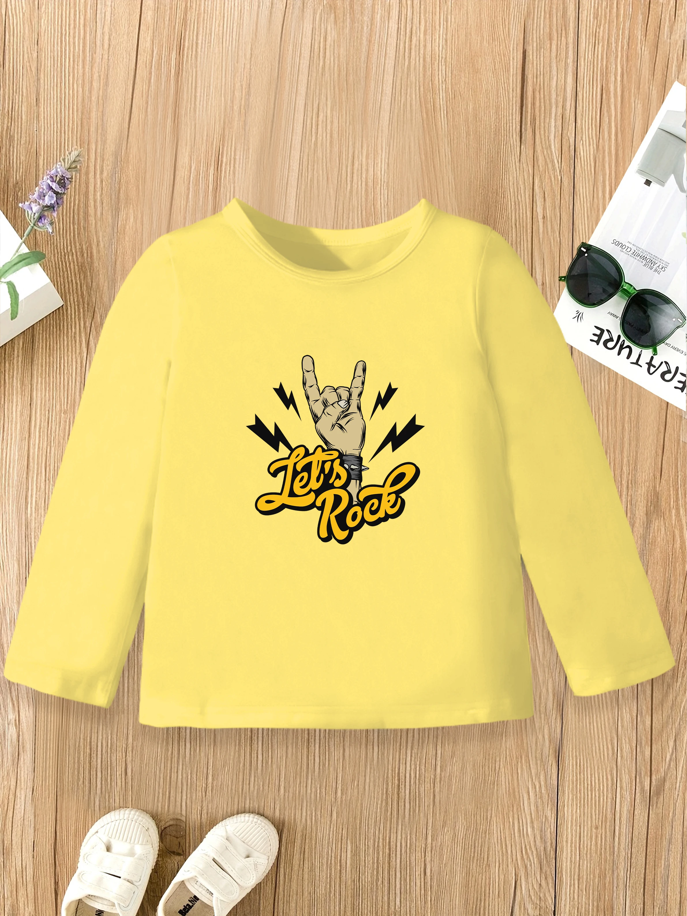 

1 шт.: Осенний повседневный базовый слой для мальчиков — принт с изображением жестов любви