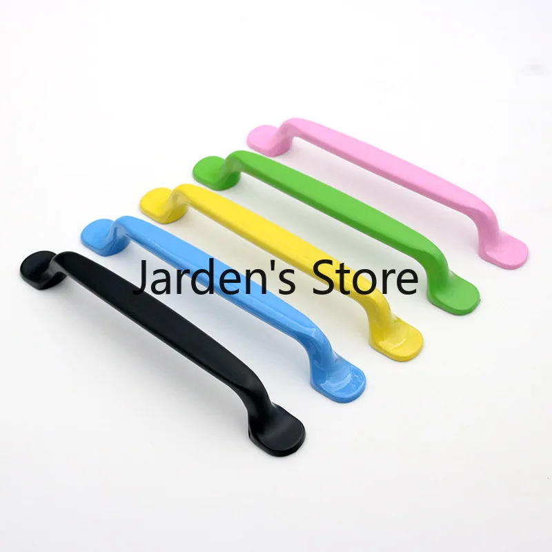 Modern simple hole spacing 96mm black and white pink yellow blue purple children's room clothes cabinet door handle drawer