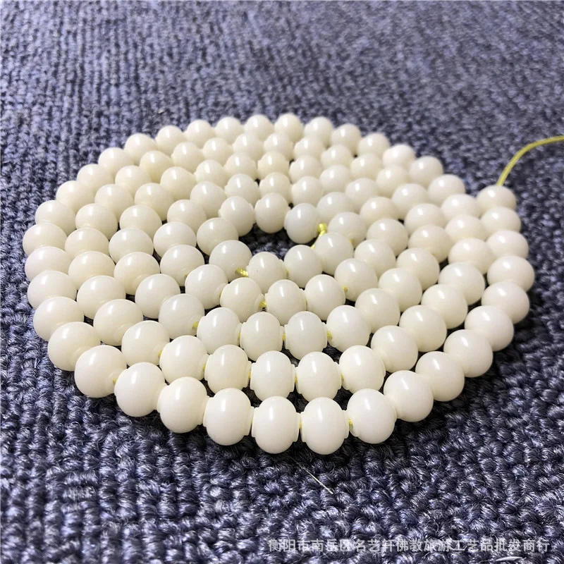 

108Lantern Bead-Shaped White Corypha Umbraculifea Bracelet Buddha Beads Bodhi White Jade Bodhi Root BraceletdiyOrnament Accessor