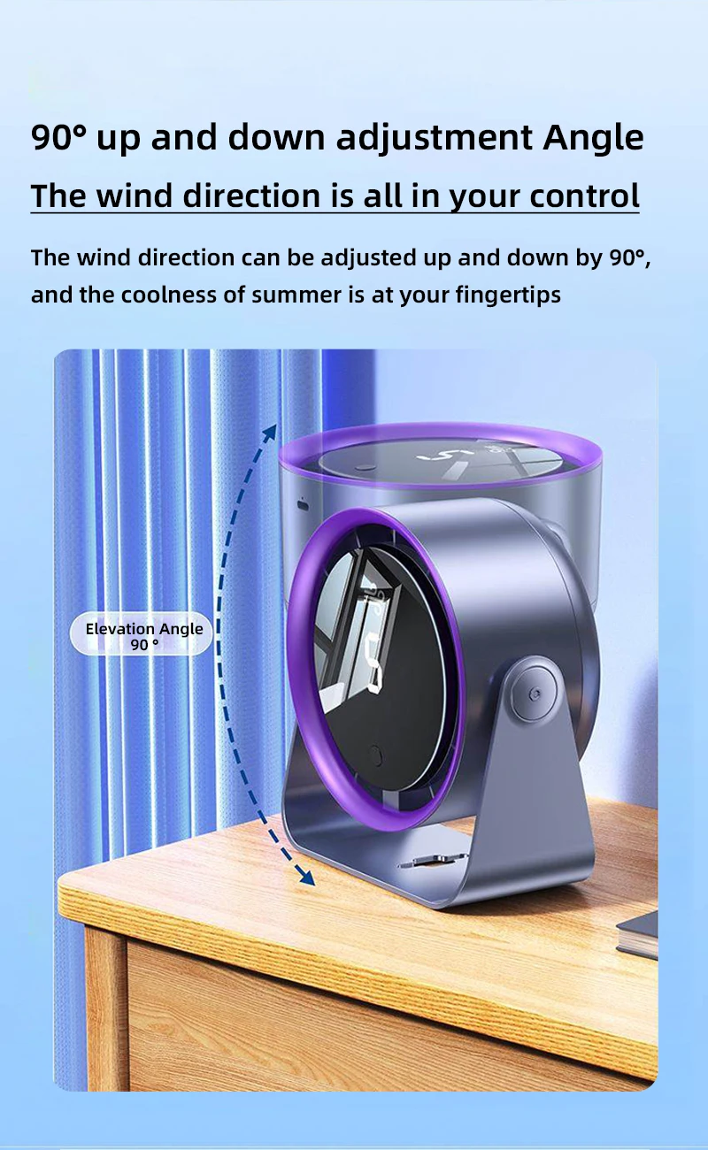 Cordless Wall Mount Fan USB Rechargeable 90° Tilt Quiet Desk Air Circulator Portable No Drill Fan for Home Office