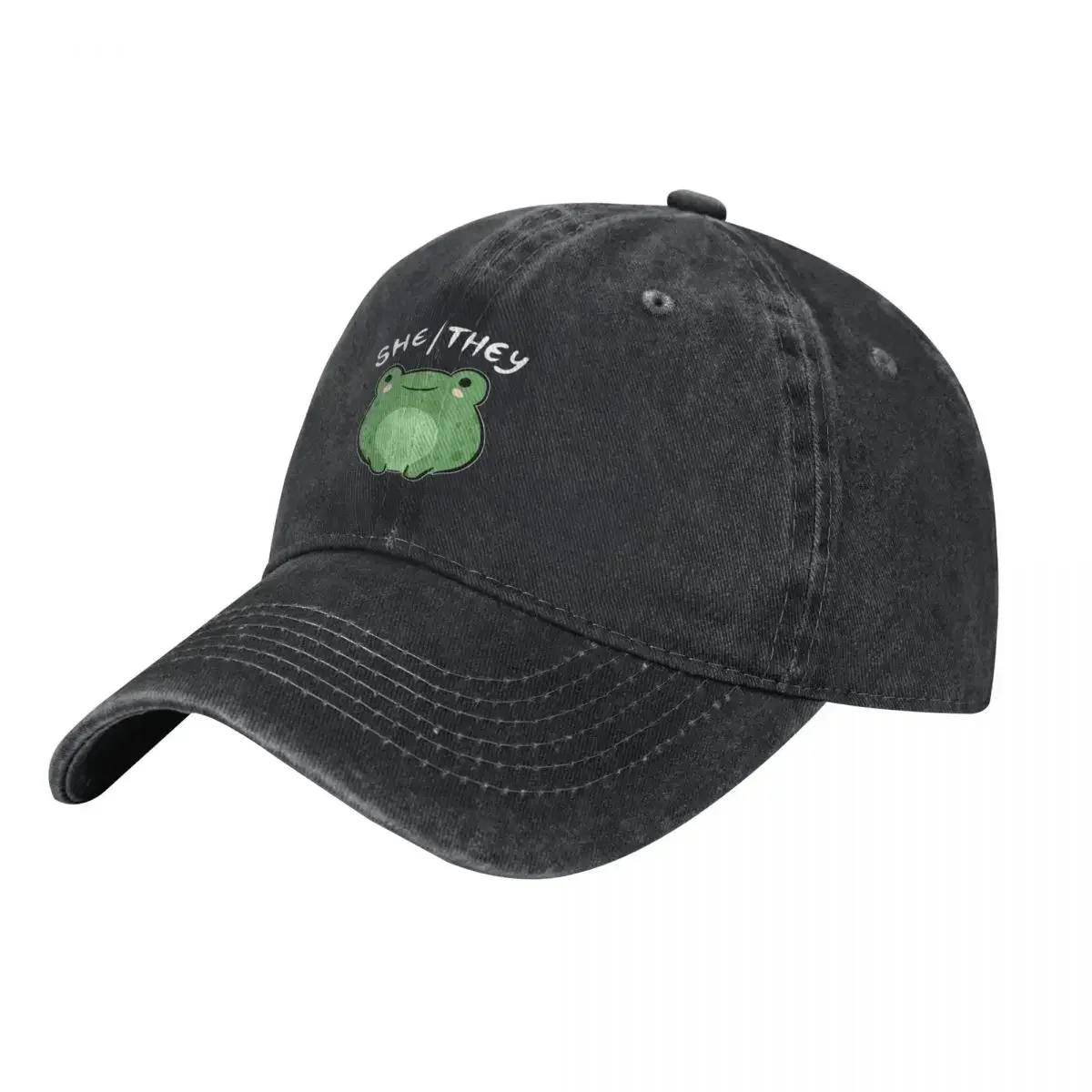 

She / They Pronoun Frog - Cute Nonbinary Queer Aesthetic - Kawaii Demigirl Demiboy Frogge Gift - Transgender Lgtb L Baseball Cap