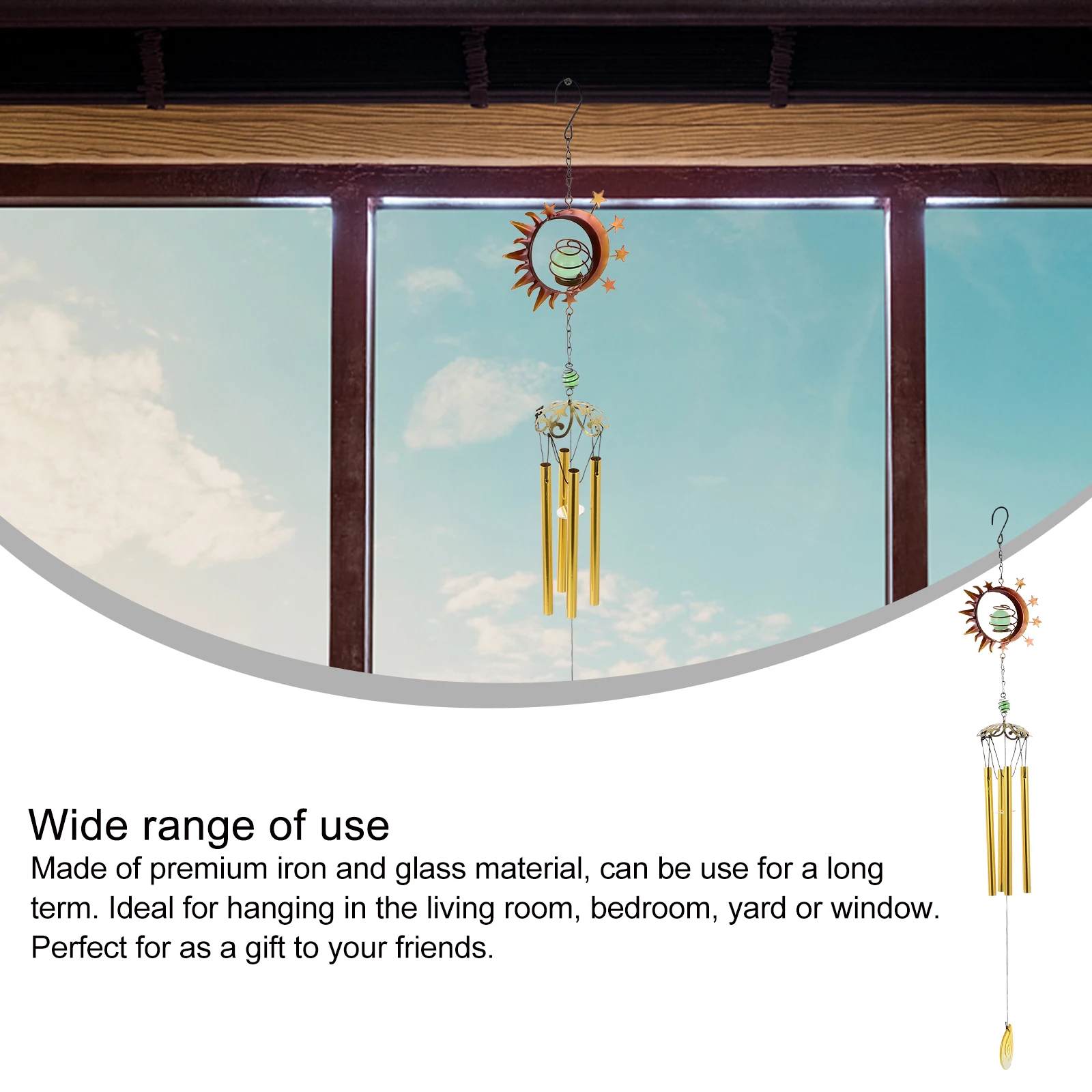 

Wrought Iron Wind Chimes Metal Hanging Decor Outdoor Garden Bell Ornament Patio Courtyard Decoration Wind Bell Garden Chime