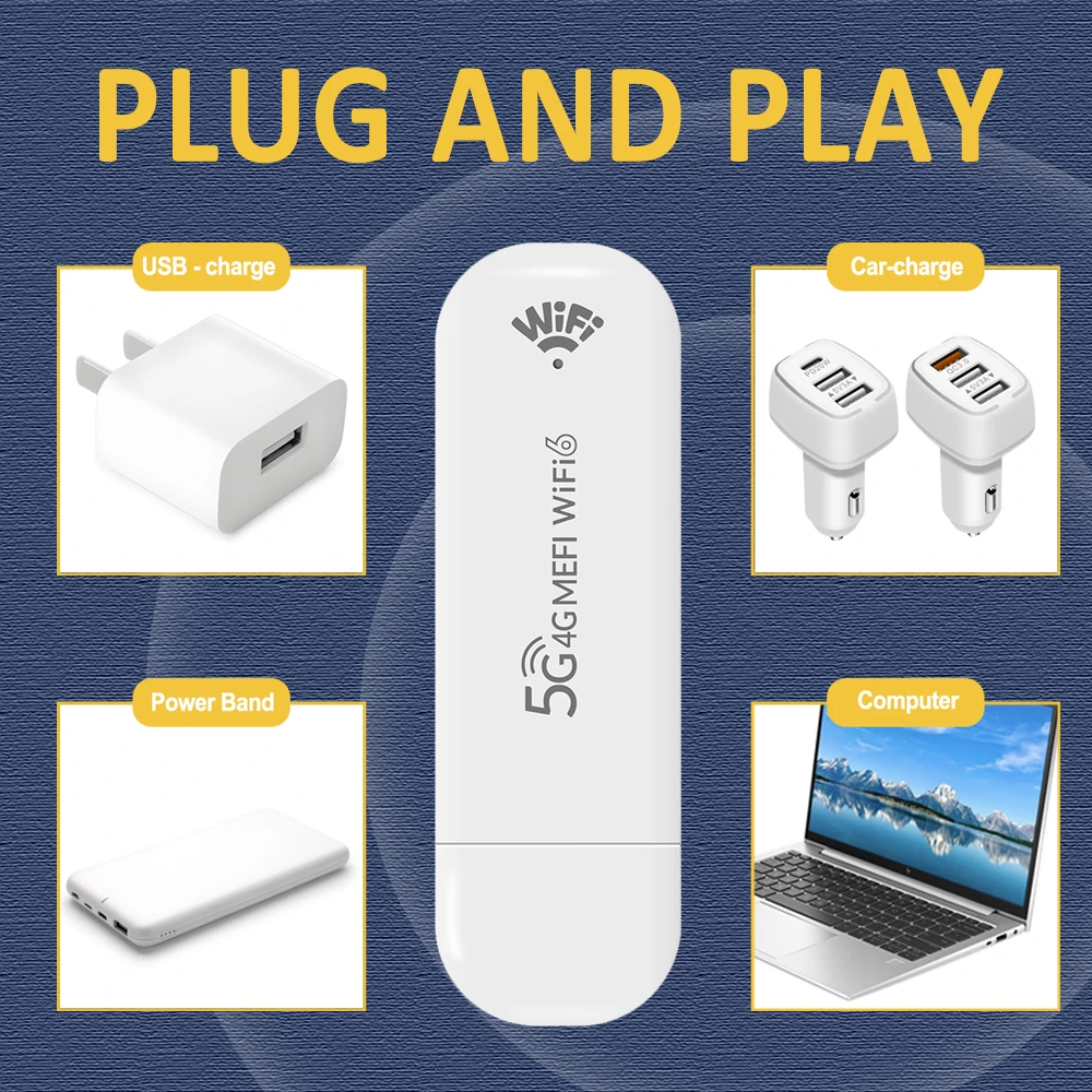 TIANJIE MF782D Wi-Fi 6 USB Modem Portable Mobile Wifi Hotspot,3 Antenna MIMO Technology Wifi Router,SIM Router Global Band