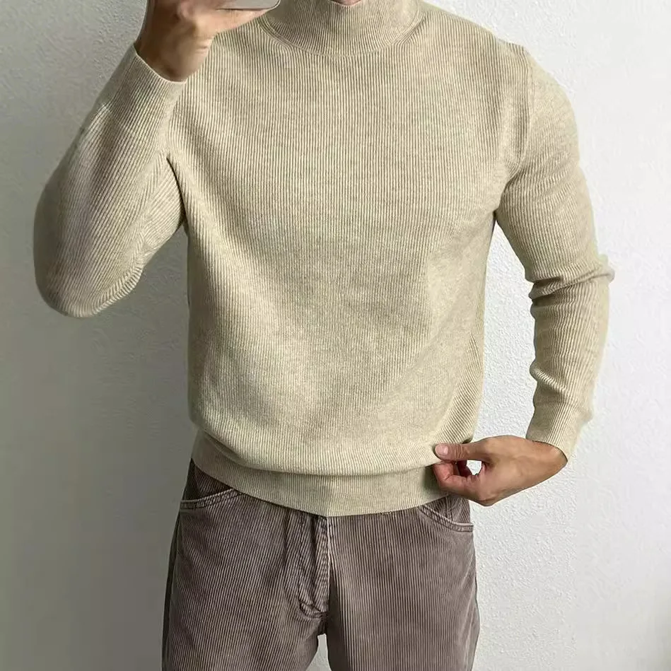 

Осень-зима, мужской вязаный свитер с полуводолазкой, винтажный приталенный трикотаж с длинными рукавами, пуловер, мужская одежда, джемперы, топы