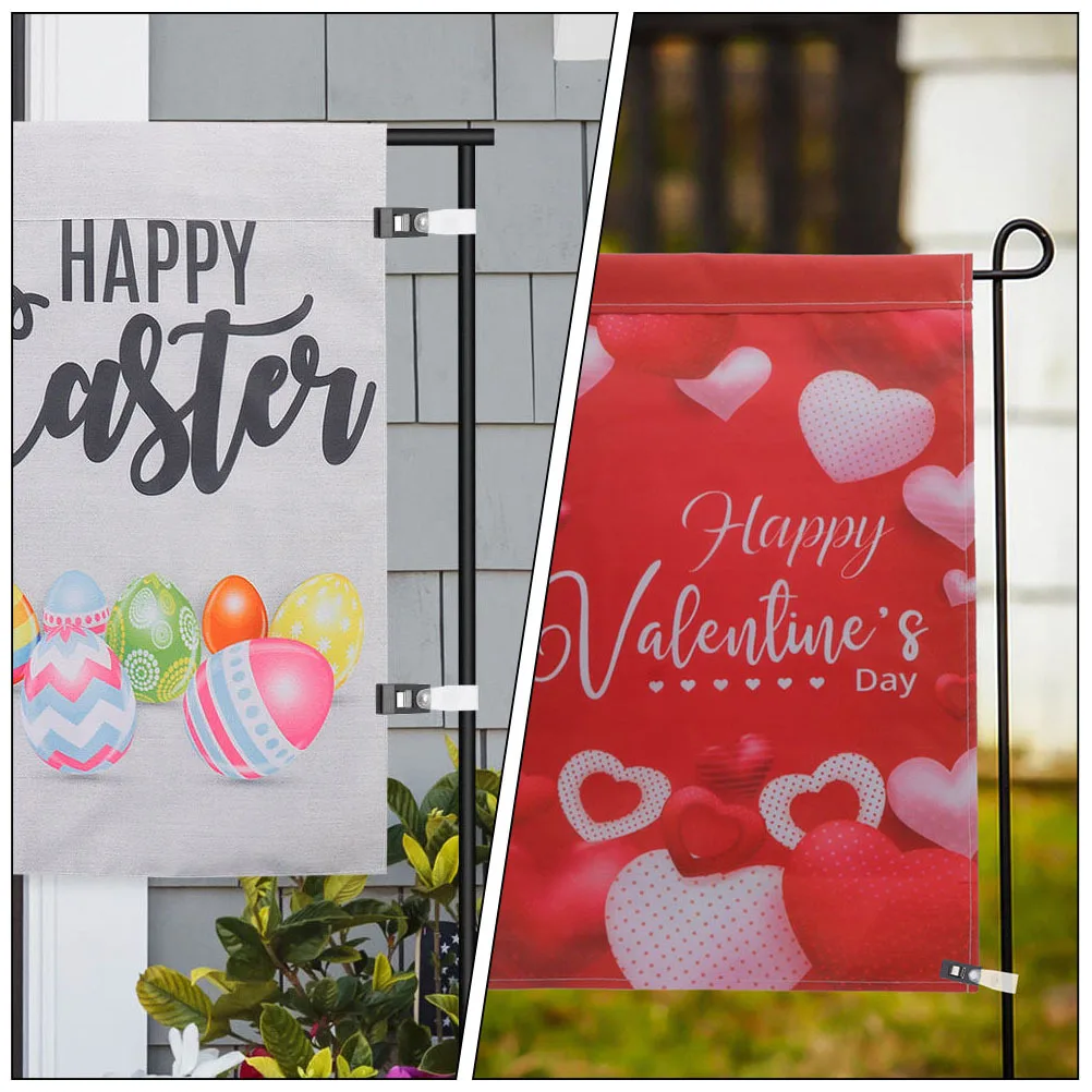 

1 set Garden Flag Holder Stand Iron Metal Clip For Outdoor Yard Lawn Flags Weather-Resistant Festive Party Decoration Accessory